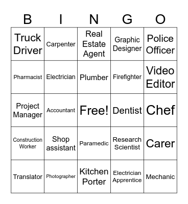 career Bingo Card