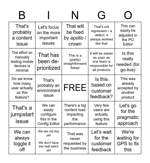 VABS BINGO Card