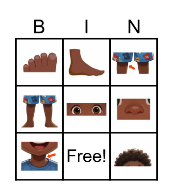 BODY PARTS Bingo Card