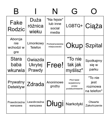 Kaopej Ukryta Prawda Bingo Card