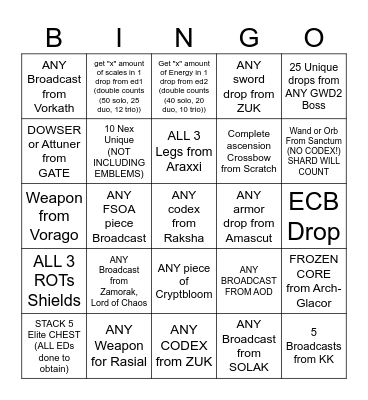 AORB BINGO 2.0 Bingo Card