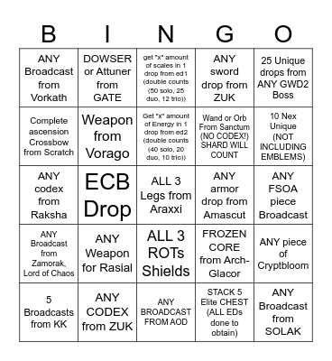 AORB BINGO 2.0 Bingo Card