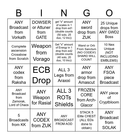 AORB BINGO 2.0 Bingo Card