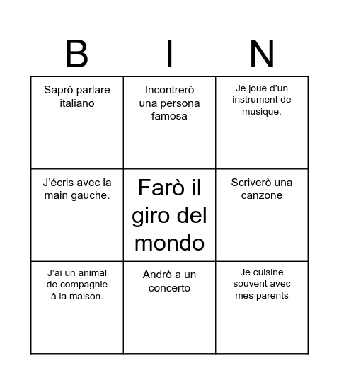 !BINGO HUMAIN! Bingo Card
