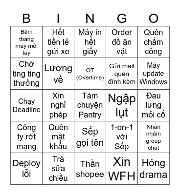 Thử Thách Nhân Phẩm Bingo Card