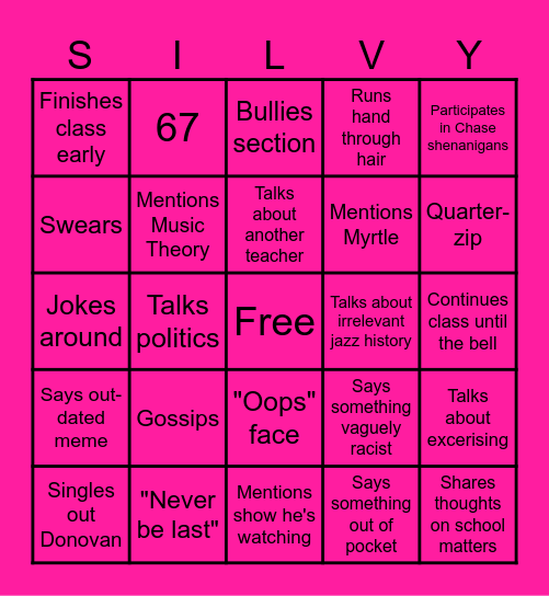 SILVERMINTZ BINGO Card