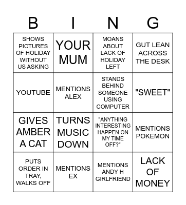 BEN BINGO Card