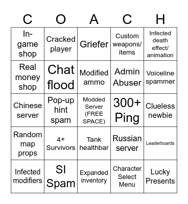 Improved L4D2 CSB Bingo Card