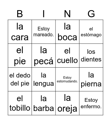 Las enfermedades Bingo Card