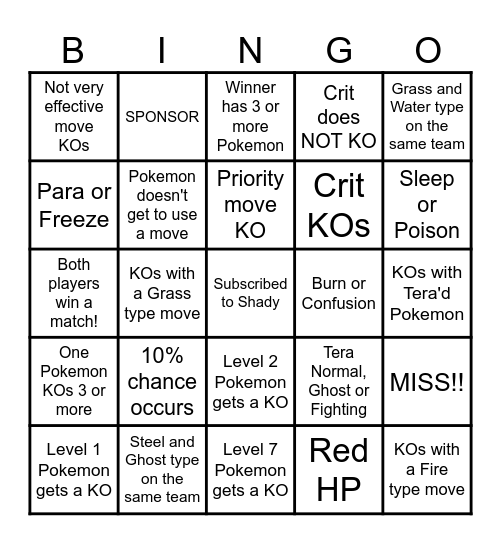 Then we fight bingo Shady 7 Levels Bingo Card