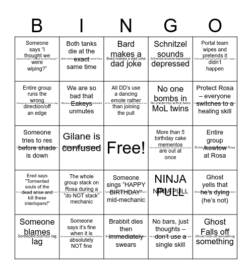 Happy Birthday Rosa Bingo Card