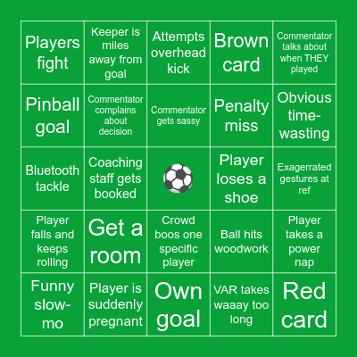 Football Match Bingo Card