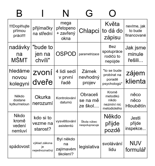 porada Bingo Card