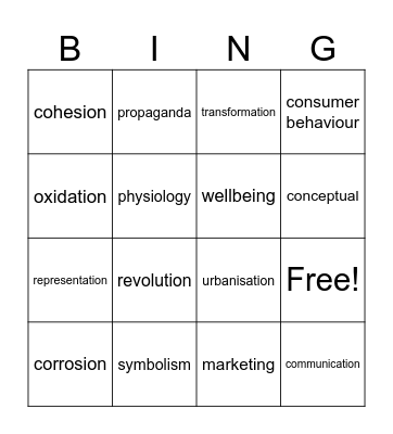 Abstraction Bingo Card