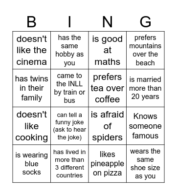 find someone who... Bingo Card