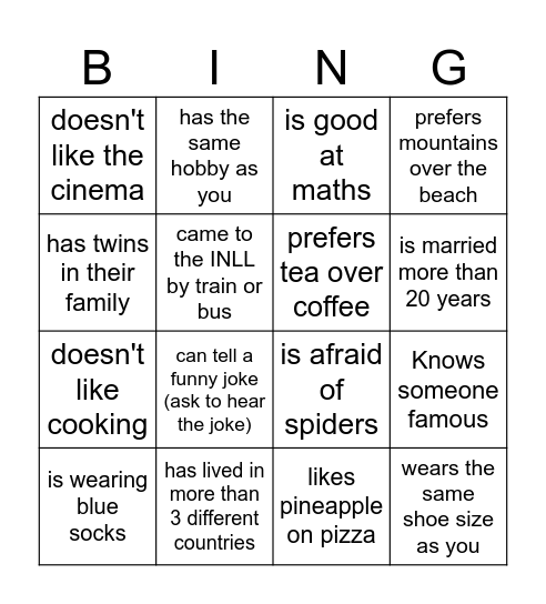 find someone who... Bingo Card