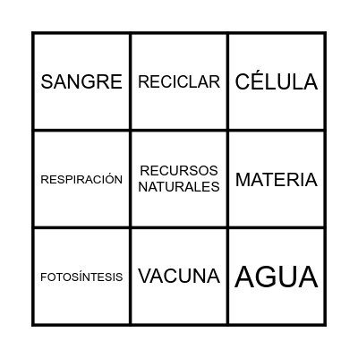 BINGO " Adivina el concepto" Bingo Card