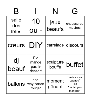 Mariage Tata Bingo Card