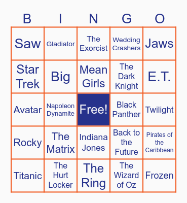 Movies Bingo Card