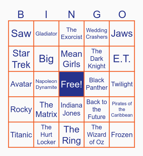 Movies Bingo Card