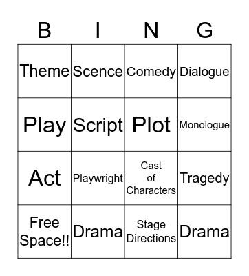 Drama BINGO Card