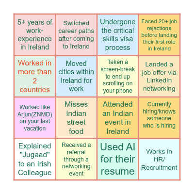 Talked to someone who has/is... Bingo Card