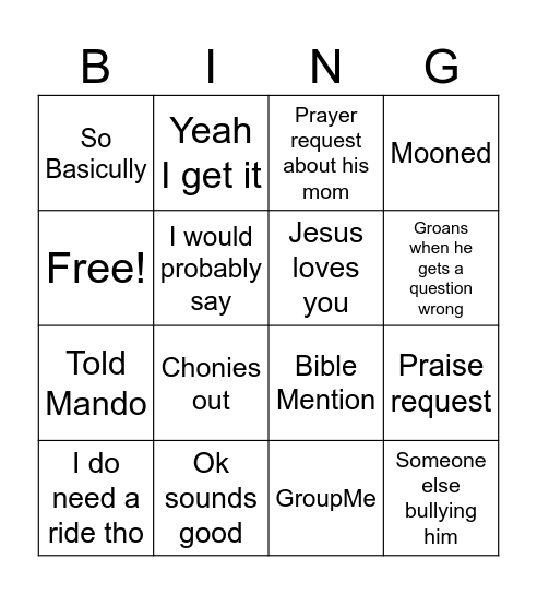 Basicully Bingo Card