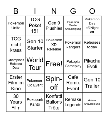 Pokemon Presents 2026 Bingo Card