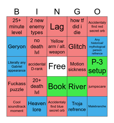 Ultrakill layer 8 bingo Card