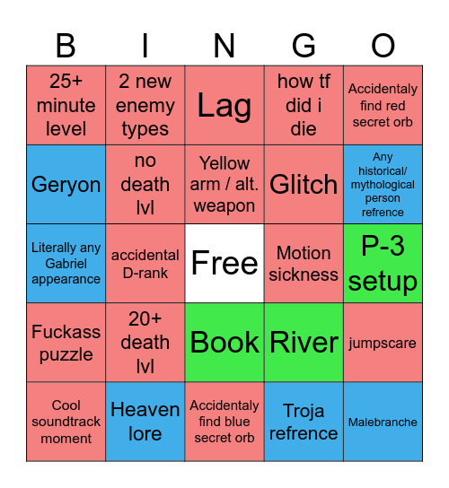 Ultrakill layer 8 bingo Card