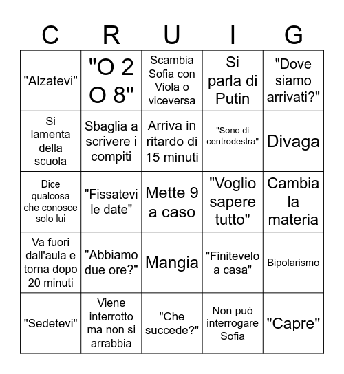 Carlucingo Bingo Card