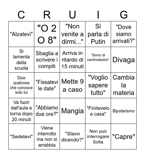 Carlucingo Bingo Card
