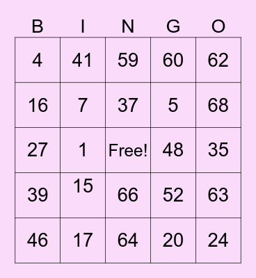 SASSY GIRLS BINGO Card