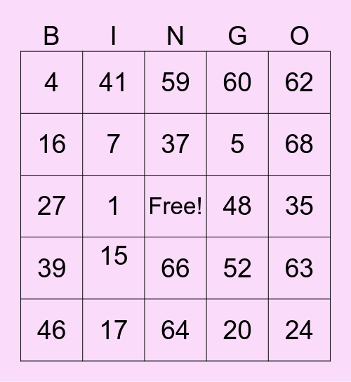 SASSY GIRLS BINGO Card