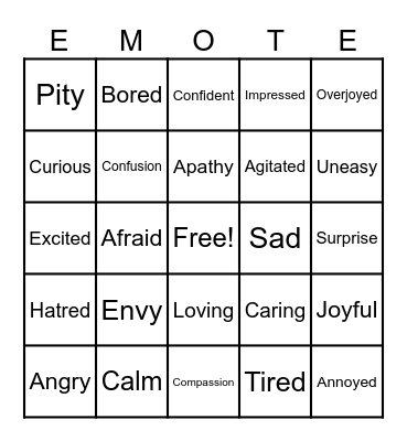 Emote Bingo Card
