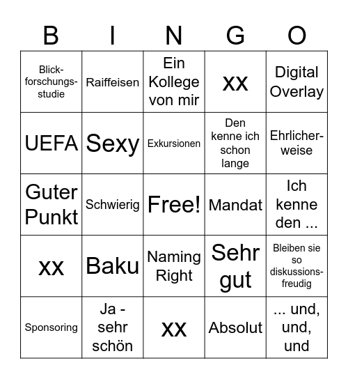 Schocher Bingo Card