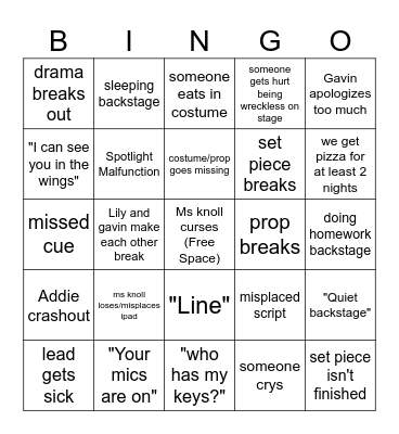 Tech Week Bingo Card