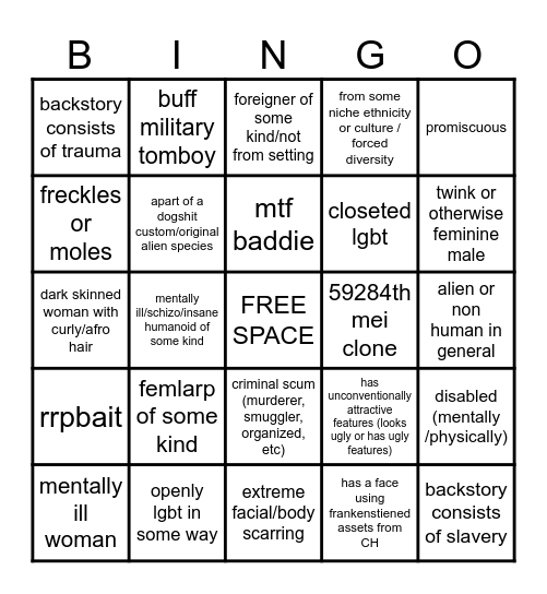 KILLROY CHARACTER BINGO Card