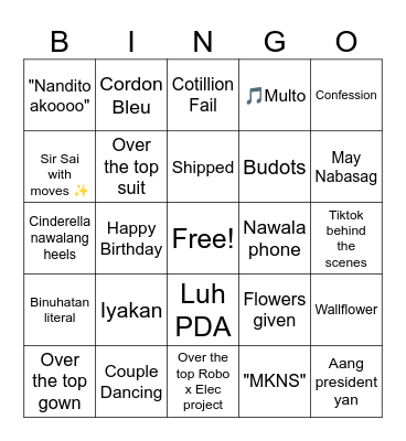 PROM Bingo Card