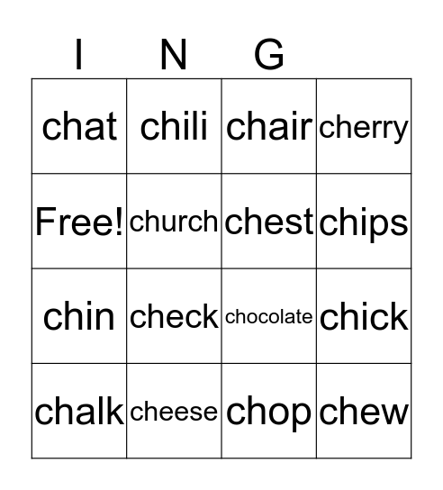 CH-INGO! Bingo Card
