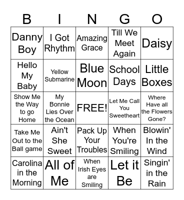 Music Bingo! Bingo Card