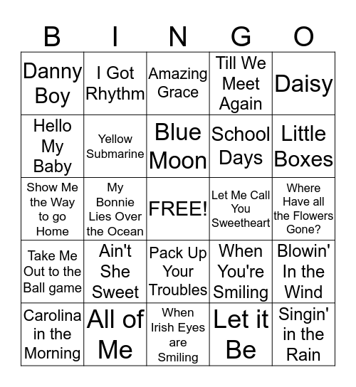 Music Bingo! Bingo Card