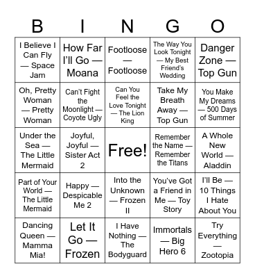 SINGO Bingo Card
