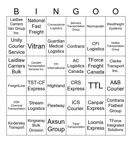 TFI BINGO Card
