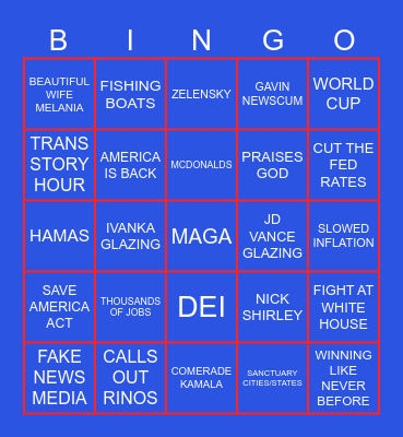 SOTU 2026 Bingo Card