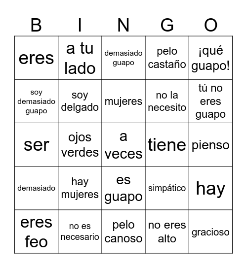 Soy Guapo- Sr. Wooly Bingo Card