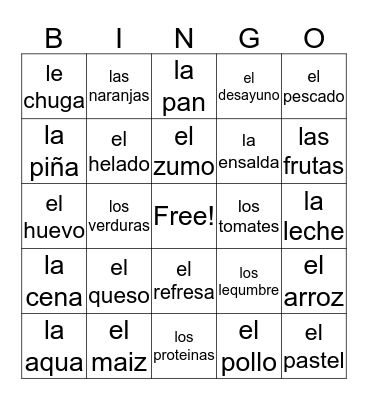 Colores y números en español Bingo Card