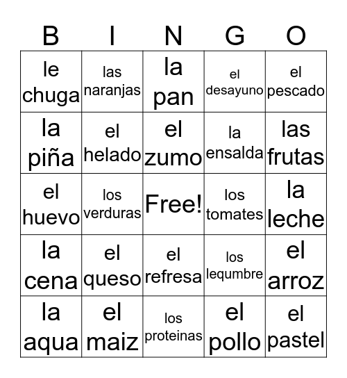 Colores y números en español Bingo Card