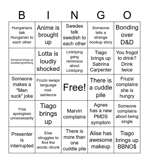 Bday Bingo Card