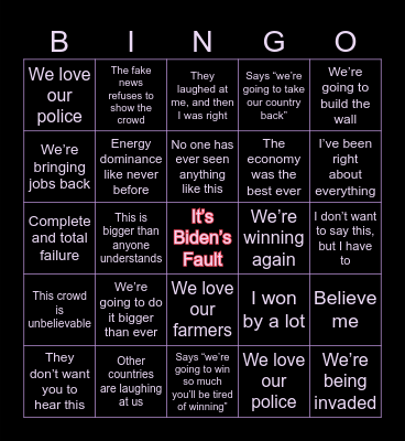 The Official Unfugginbelievable SOTU Survival Bingo Card
